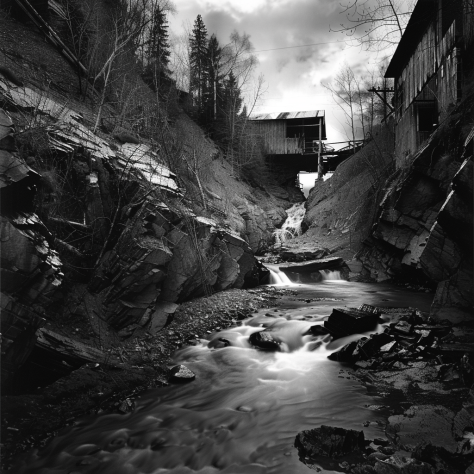Cold river by the mine